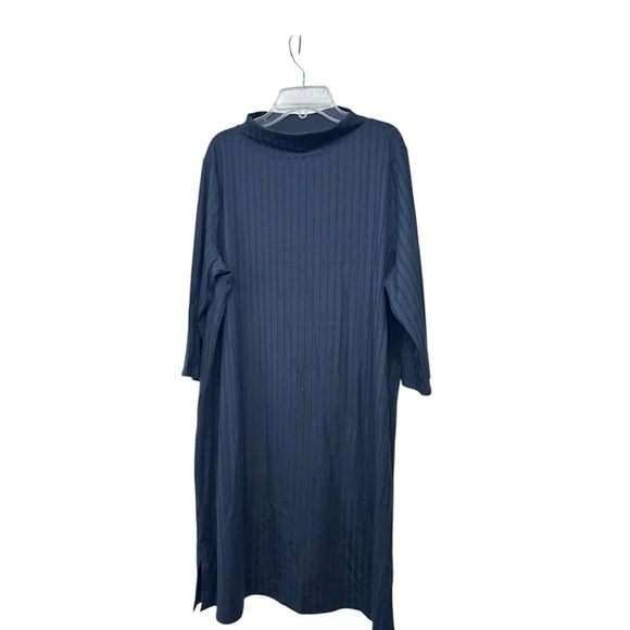 EILEEN FISHER washable stretch rib funnel neck dress in Grey/Black XL - Picture 3 of 6